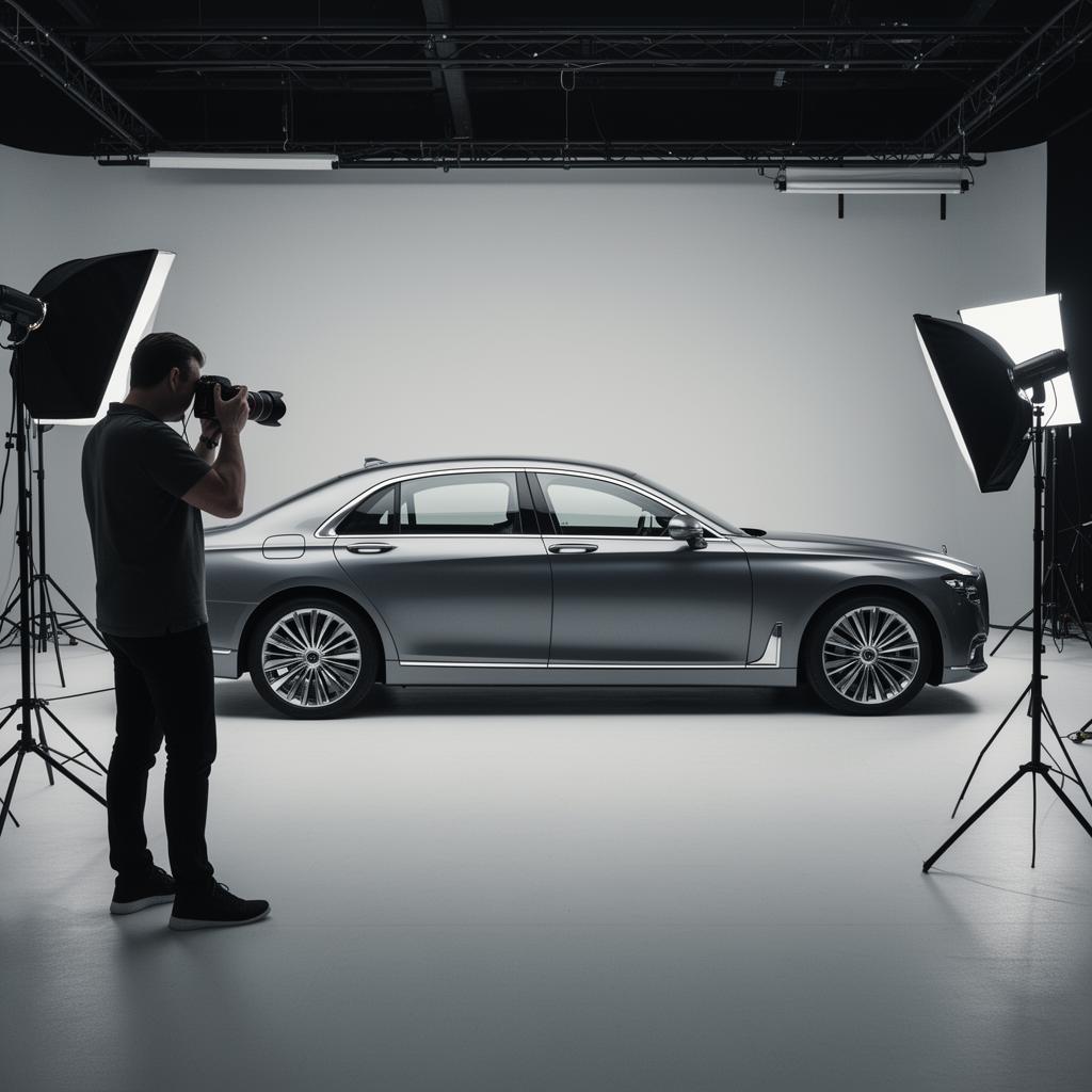 Photographe automobile professionnel en studio